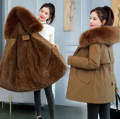 Lange Dames Winterjas met Wollen Voering