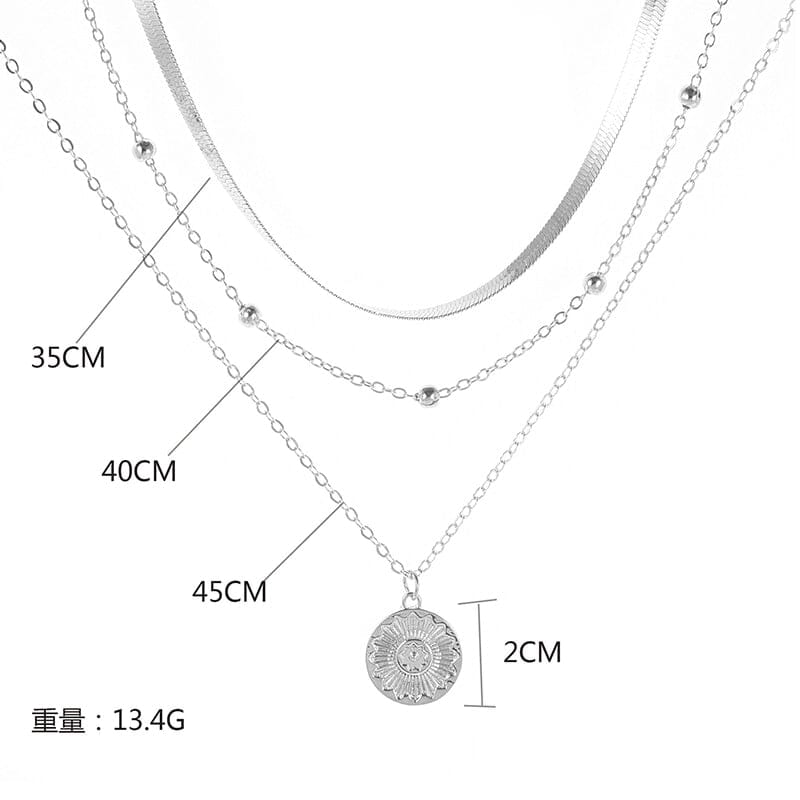 Damesketting in Sterling Zilver 925 met Drie Lagen en Hanger