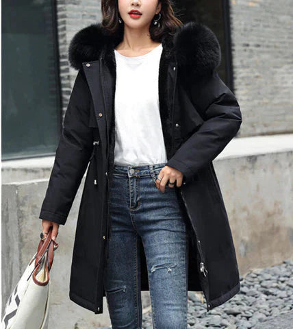 Lange Dames Winterjas met Wollen Voering