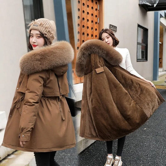 Dames Parka voor Strenge Kou met Wollen Voering