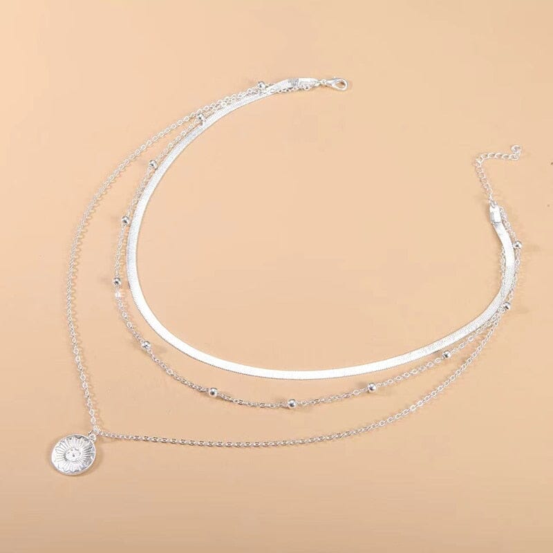 Damesketting in Sterling Zilver 925 met Drie Lagen en Hanger