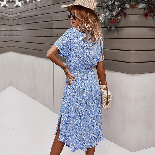 Dames Midi Jurk met Bloemenprint – Zomer Mode