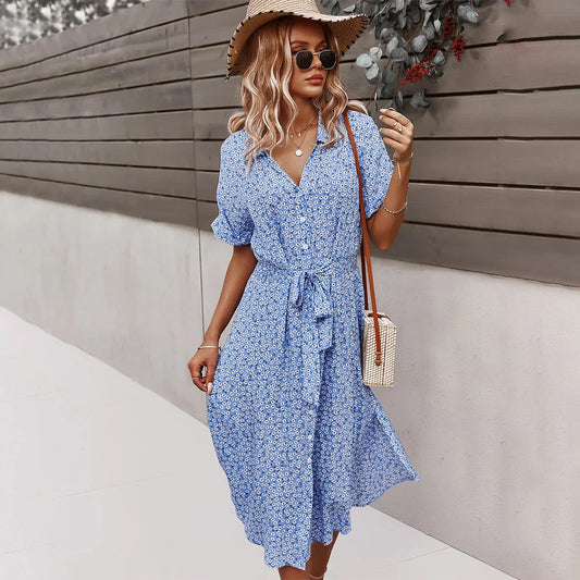 Dames Midi Jurk met Bloemenprint – Zomer Mode
